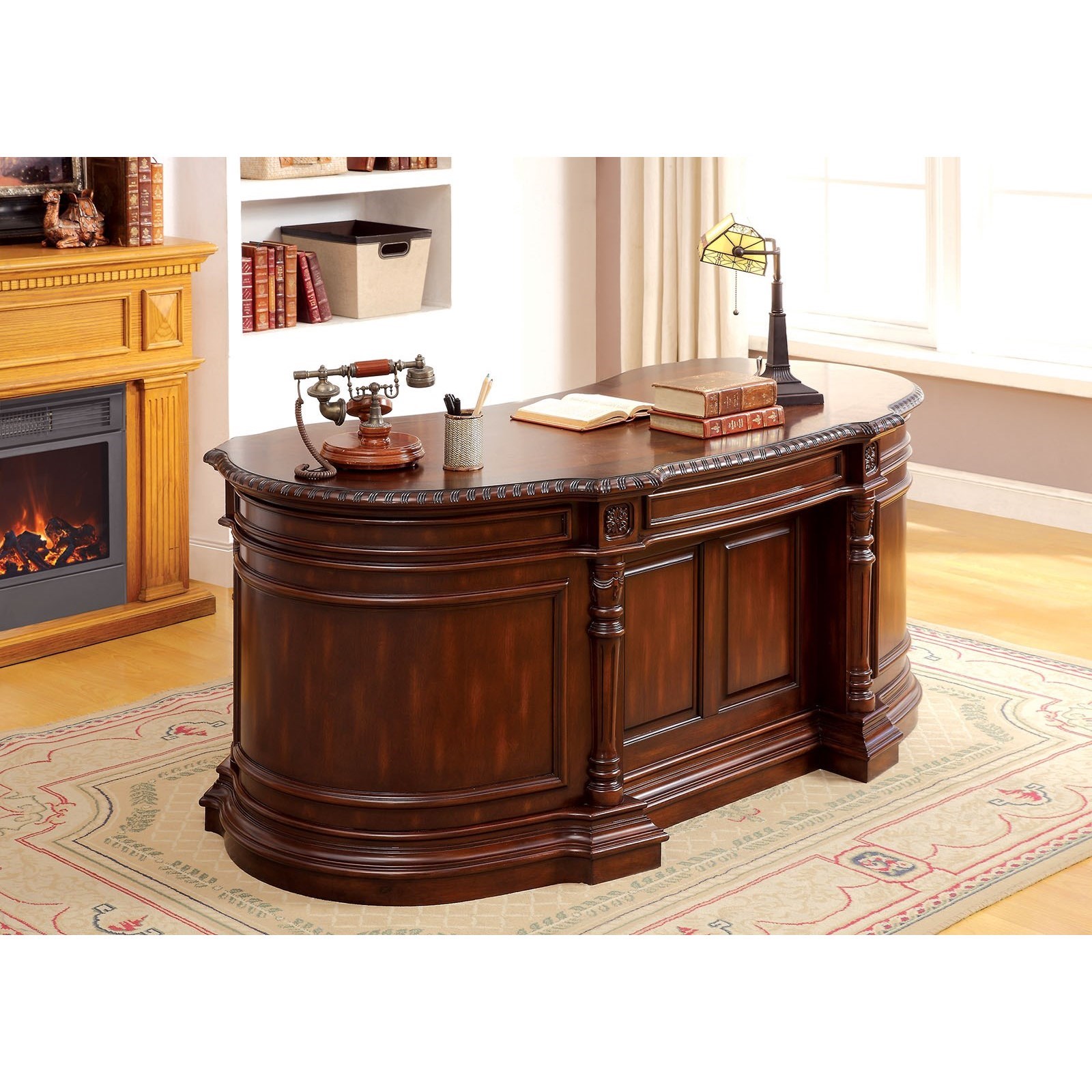 Furniture Of America Roosevelt Traditional Oval Office Desk