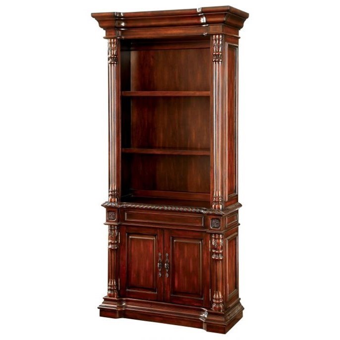 Roosevelt Traditional Book Shelf With Cabinet Doors Household