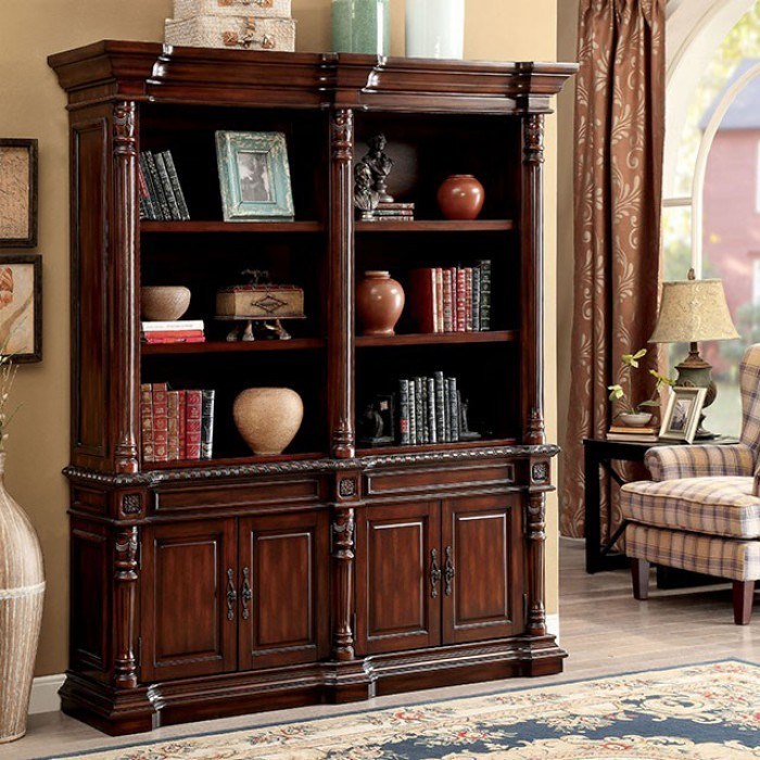 Roosevelt Traditional Book Shelf With Cabinet Doors Household