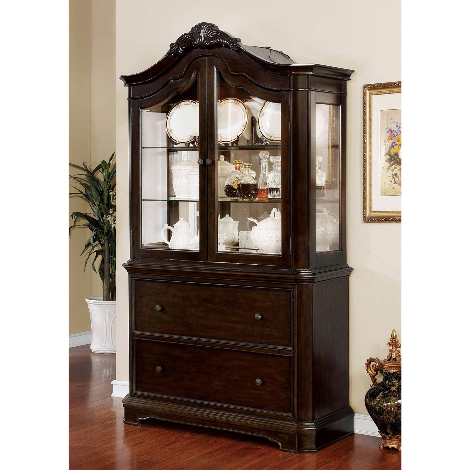 Furniture Of America Rosalina Cm3878hb Set Traditional Hutch