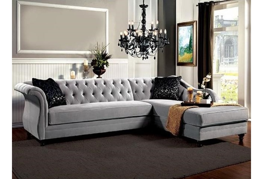 Furniture Of America Rotterdam Tufted Sectional Sofa With Chaise