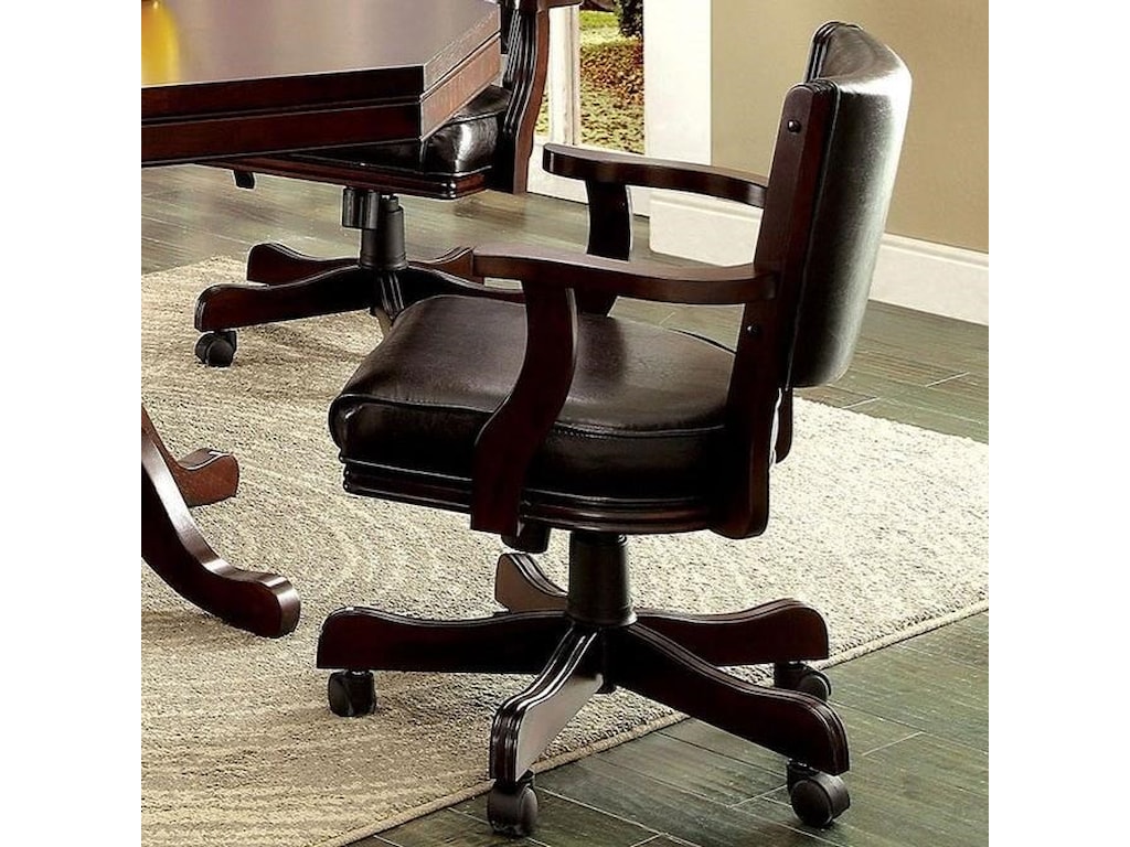 Rowan Traditional Faux Leather Game Chair With Casters And Adjustable Height By Furniture Of America At Rooms For Less
