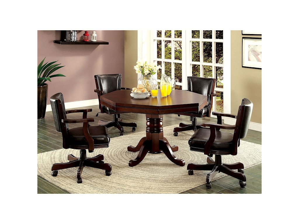 Rowan Traditional Faux Leather Game Chair With Casters And