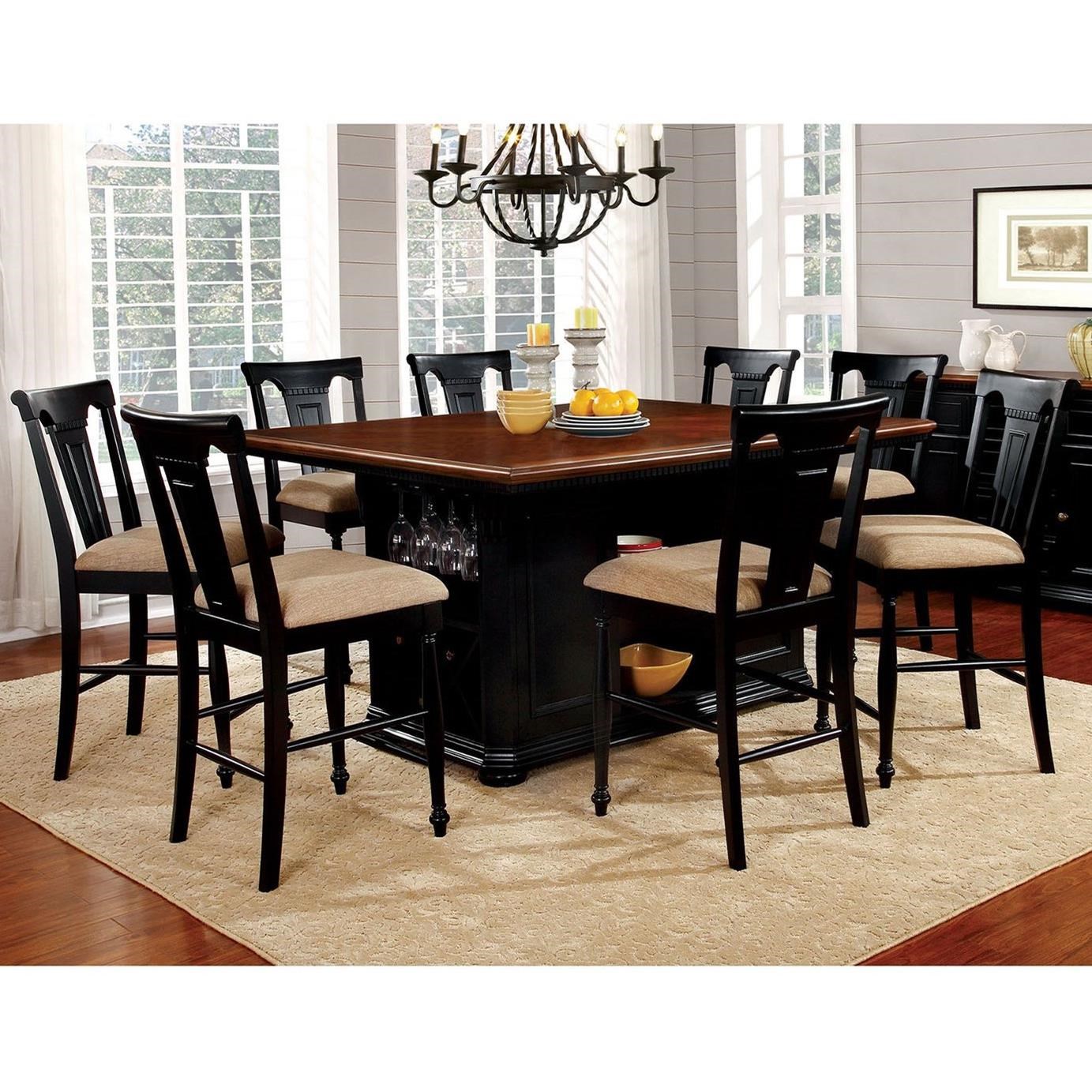 Sabrina Cottage 9 Piece Counter Height Dining Set With Shelving