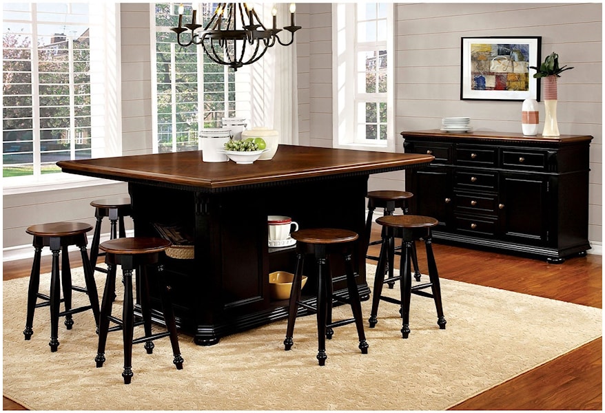 Furniture Of America Sabrina Cottage Counter Height Dining Table With Shelving And Storage Value City Furniture Pub Tables