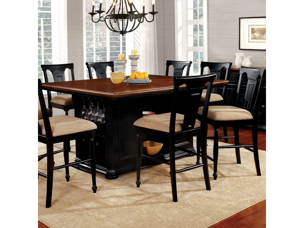 Sabrina Cottage Counter Height Dining Table With Shelving And