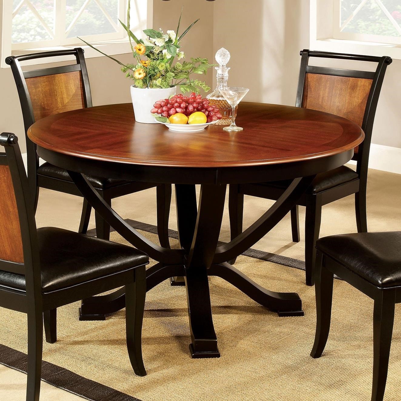 Furniture Of America Salida I Cm3034rt Two Tone Round Dining Table Corner Furniture Dining Tables