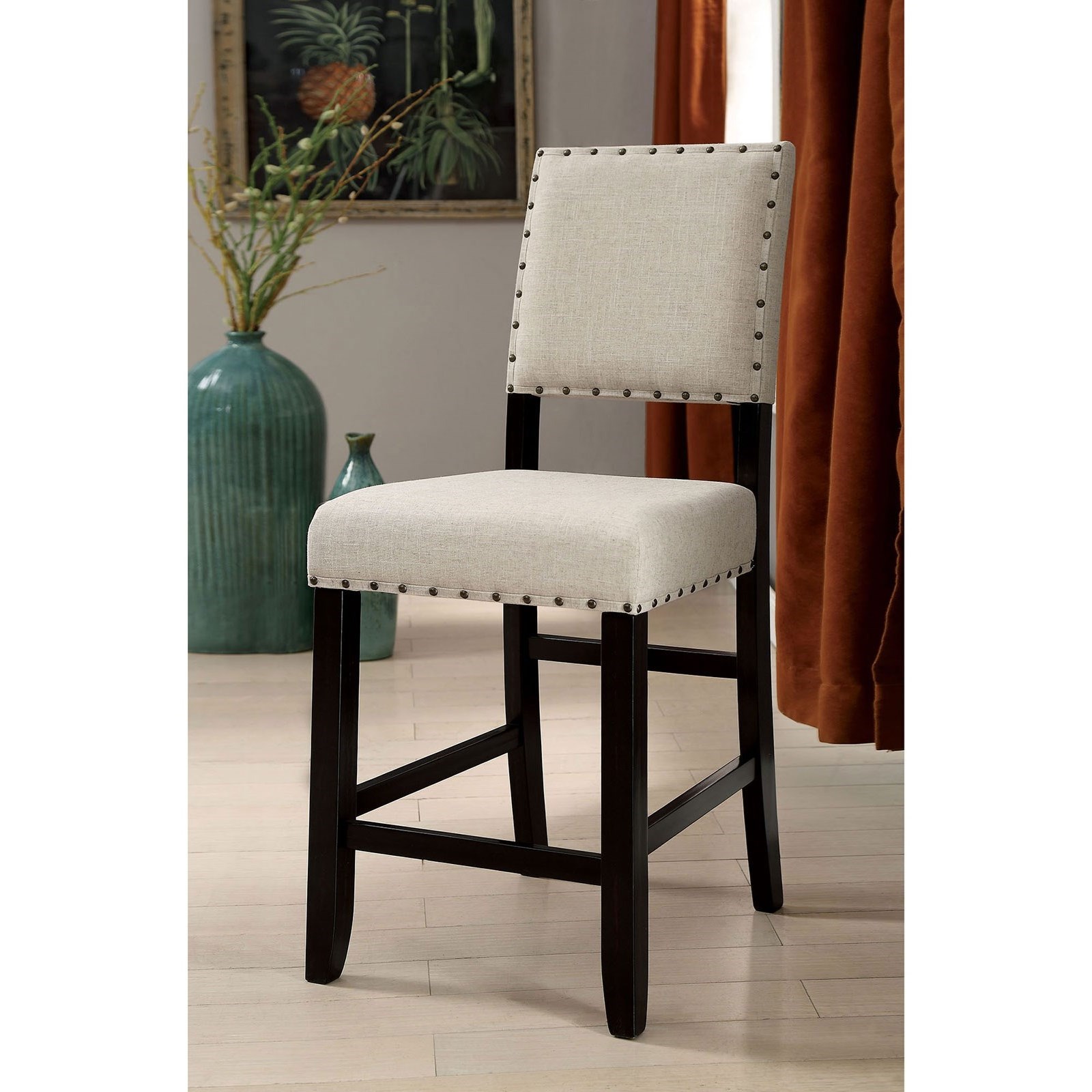 Sania Ii Rustic Counter Height Chair 2 Pack With Nailhead Trim Household Furniture Bar Stools