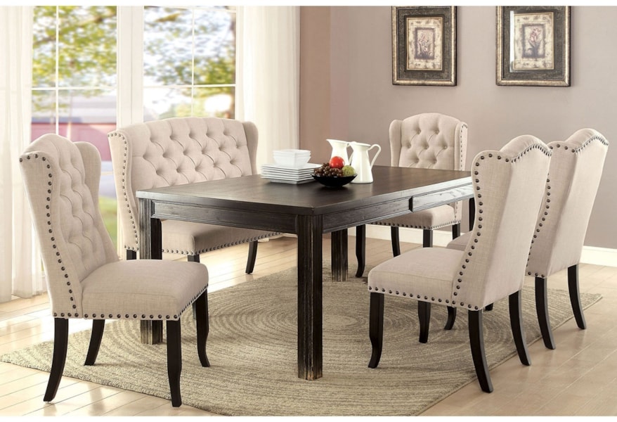 Furniture Of America Sania I Transitional 6 Piece Dining Set With