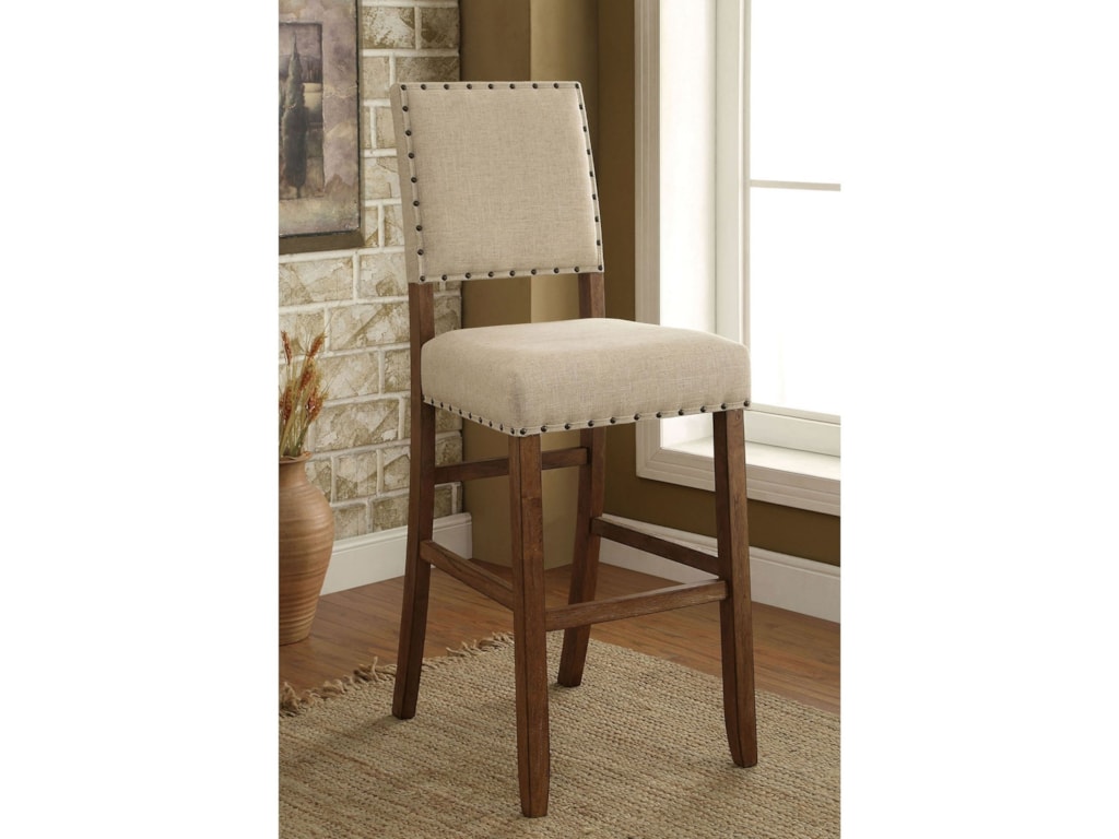 Sania Rustic 5 Piece Bar Height Dining Set With Upholstered Seating