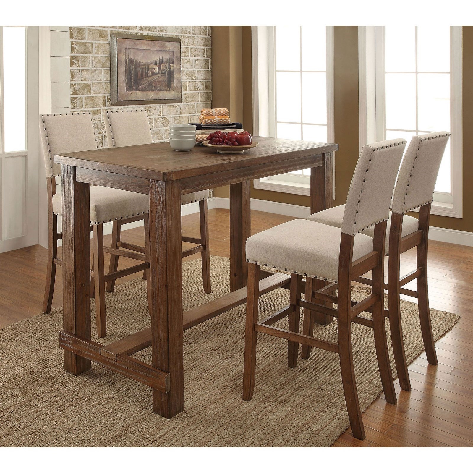 Furniture Of America Foa Sania Cm3324bt Rustic Bar Height Table