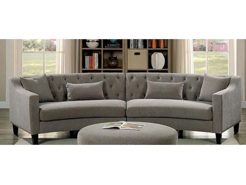 Sarin Contemporary Curved Sectional With Track Arms By America At Del Sol Furniture