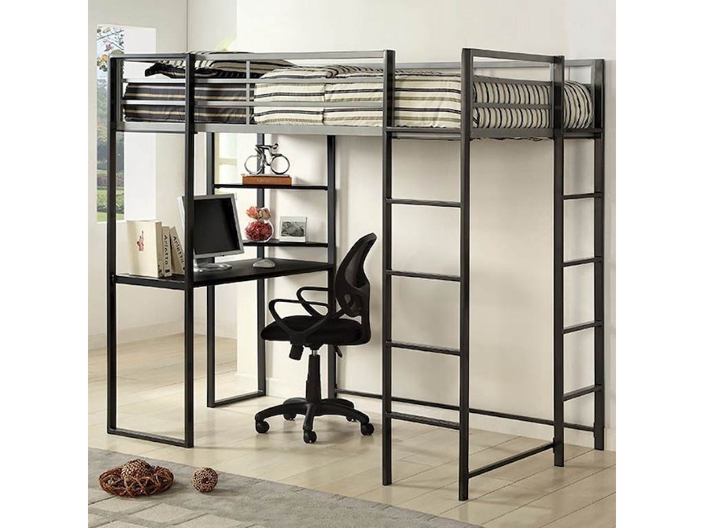 Sherman Contemporary Metal Twin Loft Bed With Workstation