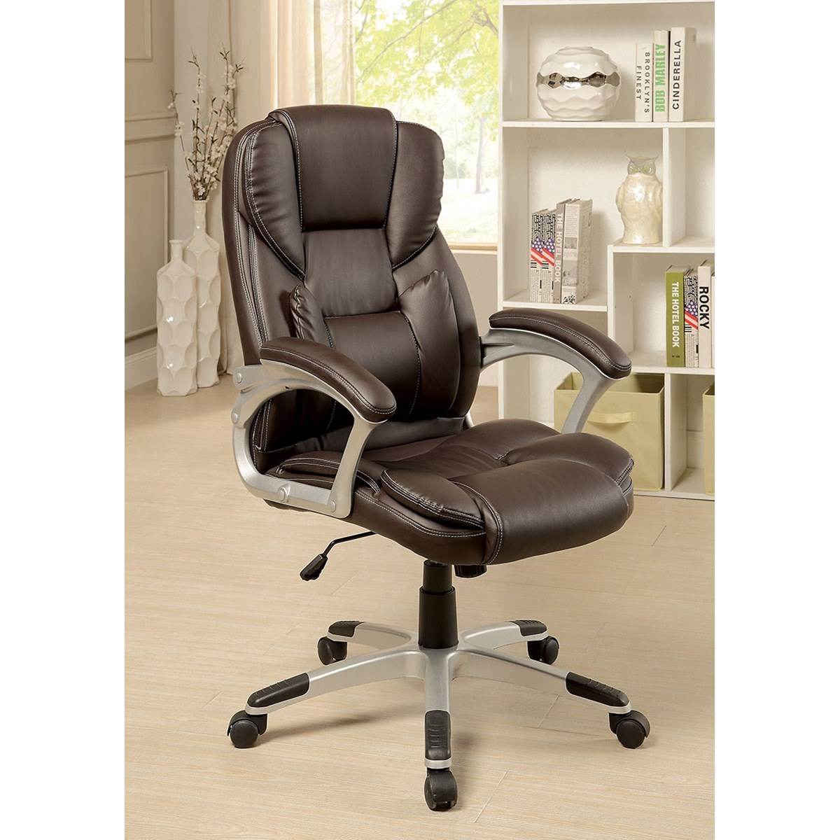 Sibley Contemporary Office Chair With Casters And Padded Armrests