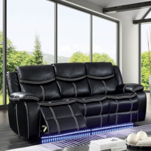 Furniture Of America Sirius Cm6567 Sf Contemporary Power Reclining Sofa With Led Lighting Corner Furniture Reclining Sofas