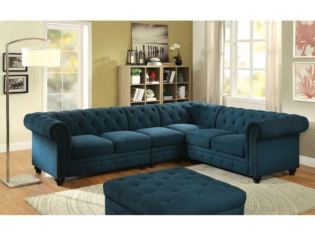 Stanford Ii Contemporary Style Teal Sectional Group By Furniture Of America At Dream Home Interiors