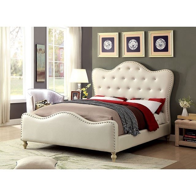Furniture Of America Sugar Glam Queen Bed With Button Tufted Headboard Dream Home Interiors Upholstered Beds