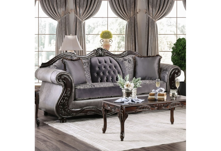 Furniture Of America Tabatha Sm6312 Sf Traditional Sofa With Tabatha Sm6312 Sf Traditional Sofa