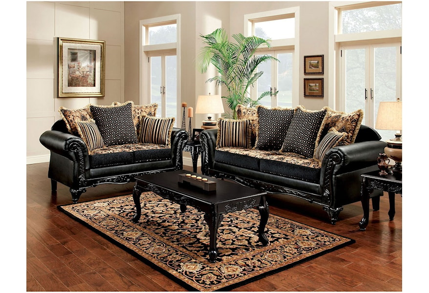 Furniture Of America Theodora Traditional Sofa And Love Seat With