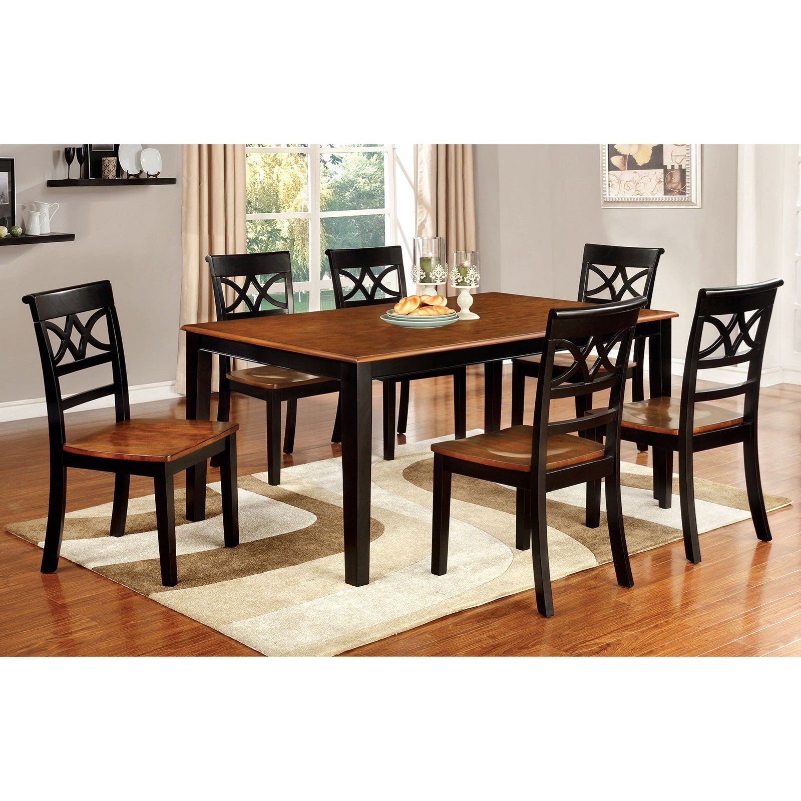 Furniture Of America Foa Torrington Cm3552bc T 7pc Dining Table Set With Six Chairs Del Sol Furniture Dining 7 Or More Piece Sets