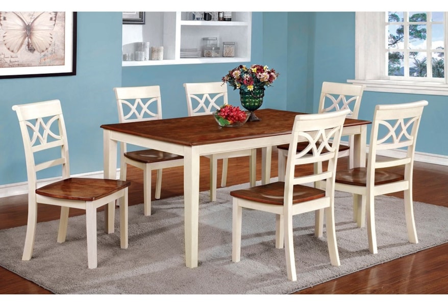 Furniture Of America Foa Torrington Cm3552wc T 7pc Dining Table