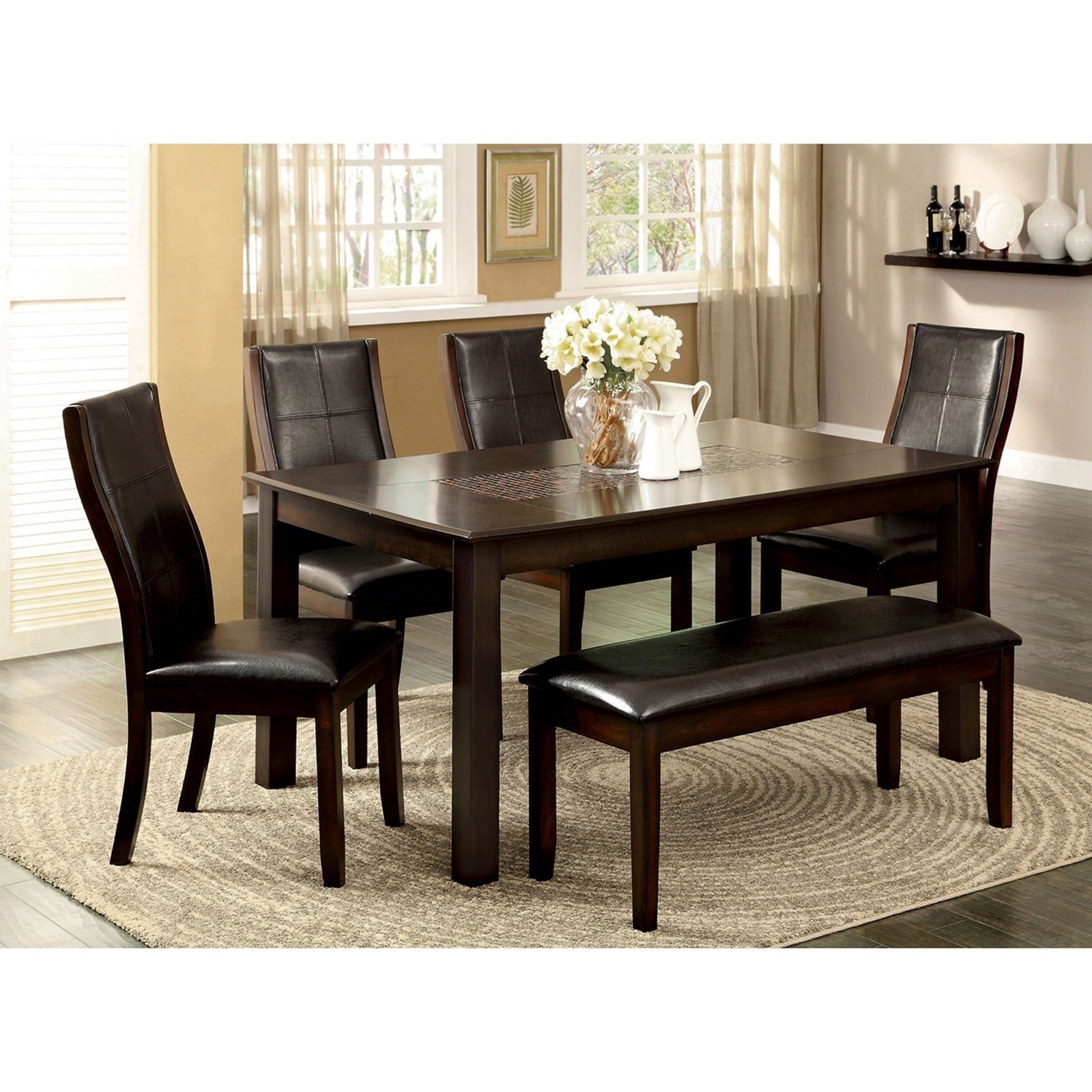 Furniture Of America Townsend Cm3669t Mosaic Insert Dining Table Corner Furniture Dining Tables