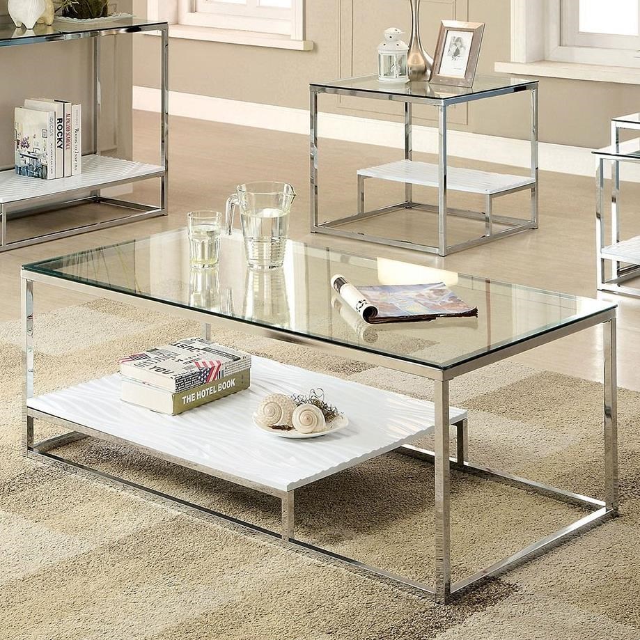 Furniture Of America Vendi Cm4231wh C Glass Top Coffee Table With