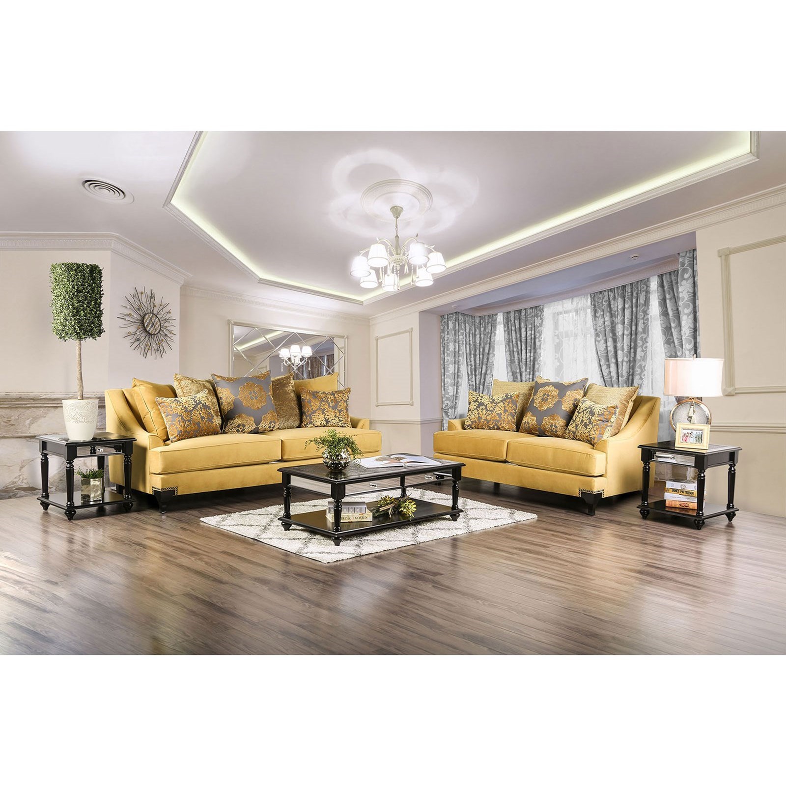 Furniture Of America Viscontti Transitional Sofa Love Seat Set