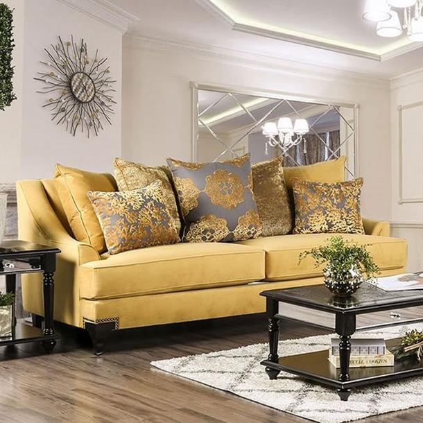 Viscontti Transitional Sofa With Decorative Nailheads Household Furniture Sofas