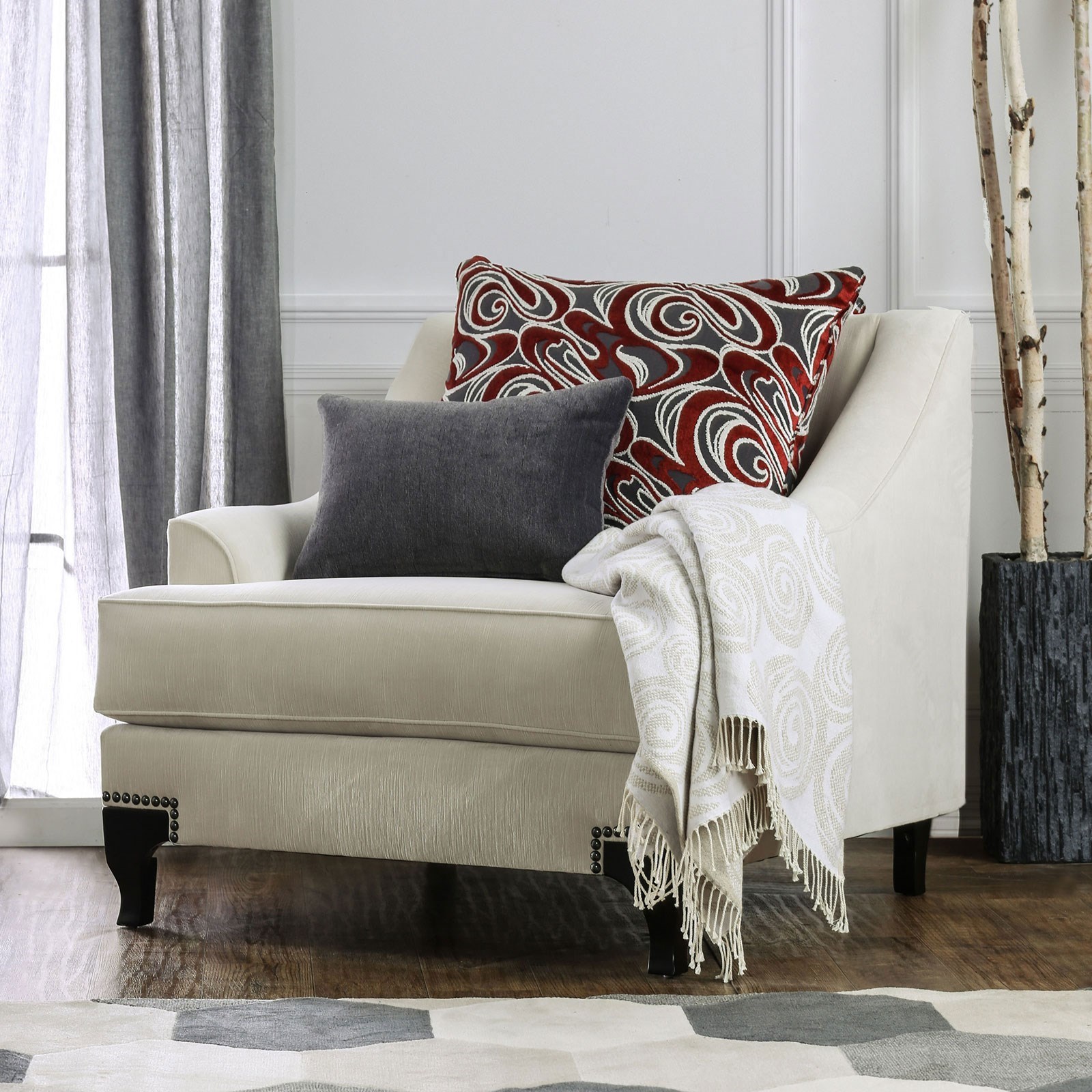 Furniture Of America Viscontti Sm2206 Ch Transitional Chair With Decorative Nailheads Corner Furniture Upholstered Chairs