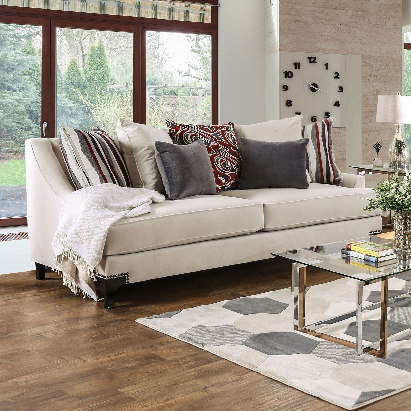 Furniture Of America Foa Viscontti Sm2206 Sf Transitional Sofa With Decorative Nailheads Del Sol Furniture Sofas