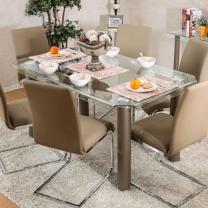 Furniture Of America Foa Walkerville I Cm3361t Table Contemporary Metal And Glass Dining Table Del Sol Furniture Dining Tables