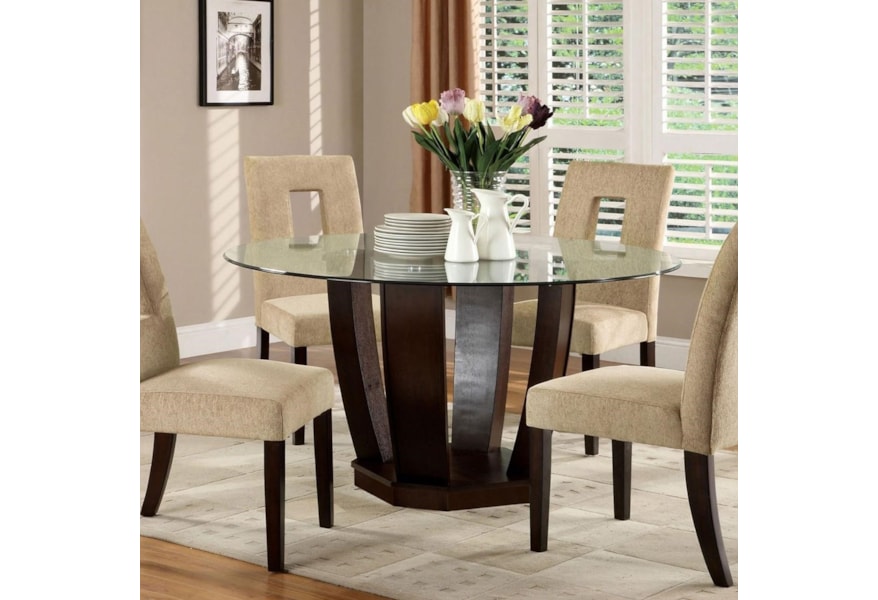 Furniture Of America West Palm Cm3625t Table Glass Top Round