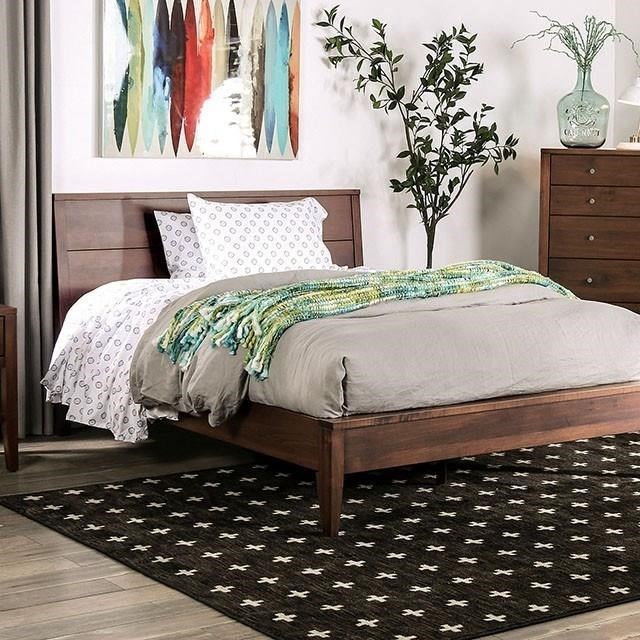 Furniture Of America Willamette Foa7601q Bed Mid Century Modern Queen Bed Corner Furniture Platform Bedslow Profile Beds