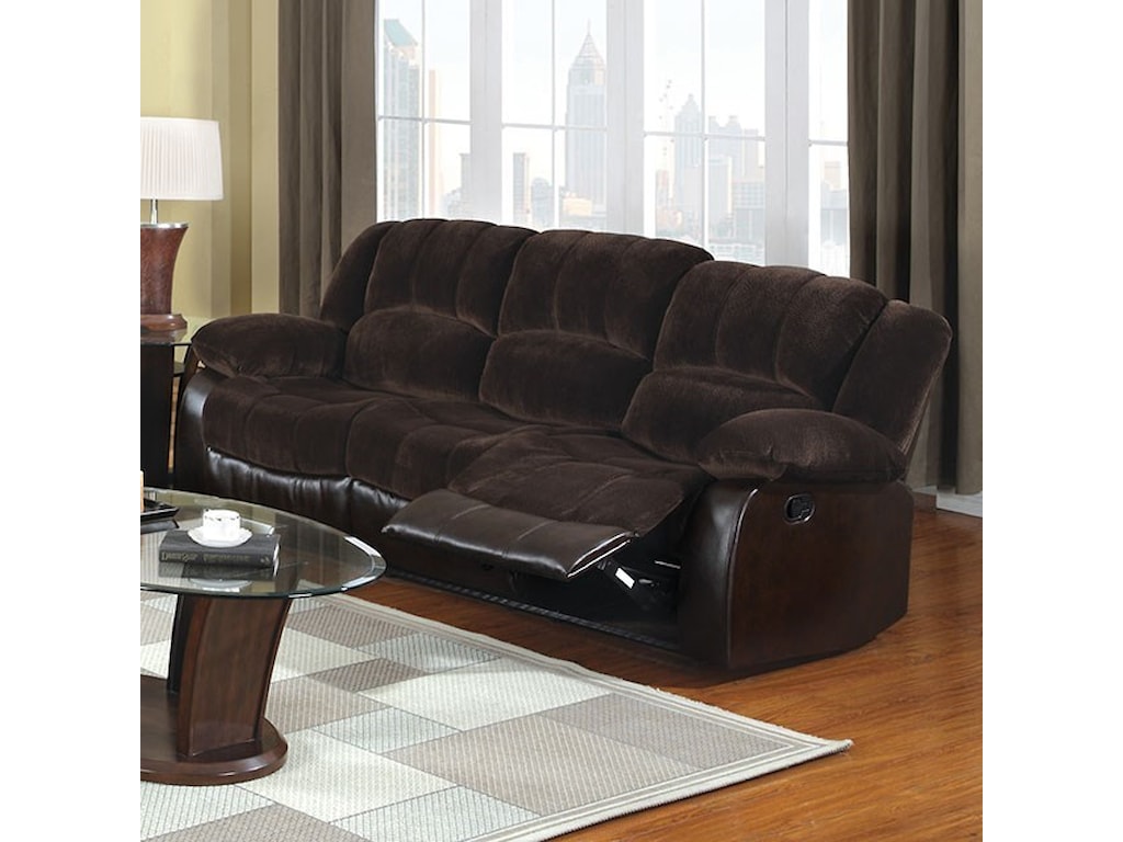Winchester Casual Two Tone Reclining Sofa With Leatherette By America At Del Sol Furniture Winchester Casual Two Tone Reclining Sofa With Leatherette By America At Del Sol Furniture