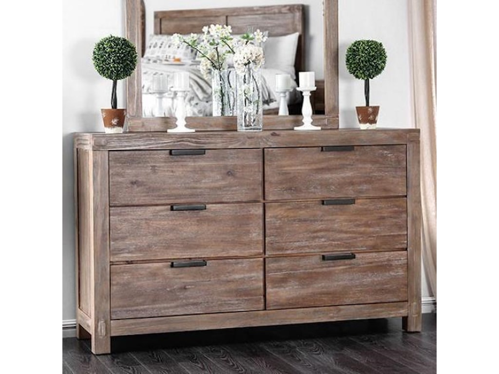 Wynton Rustic Dresser With Metal Drawer Handles Household