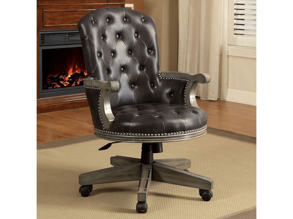 Yelena Traditional Faux Leather Game Chair With Casters And Adjustable Height By Furniture Of America At Rooms For Less