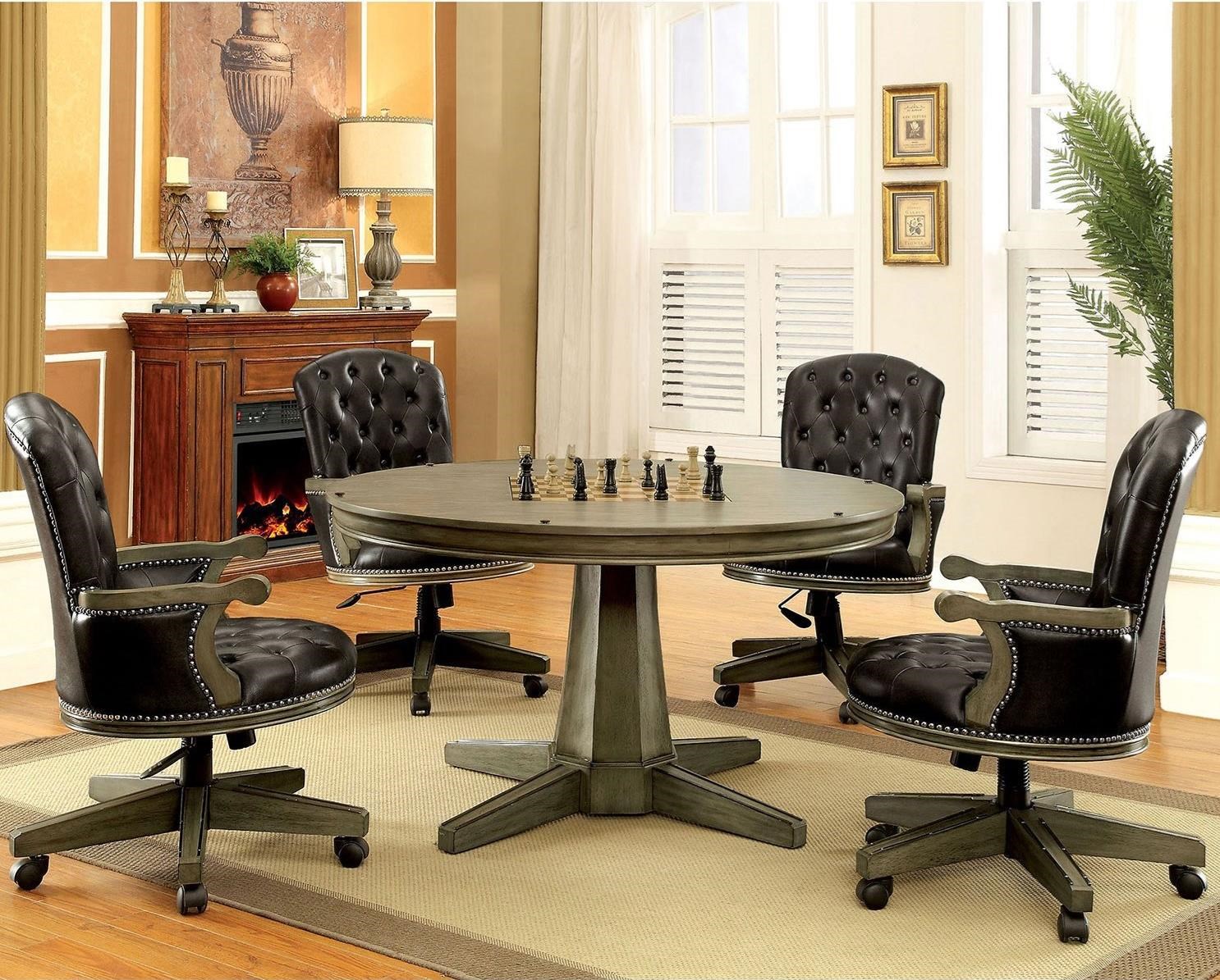 leather game table chairs