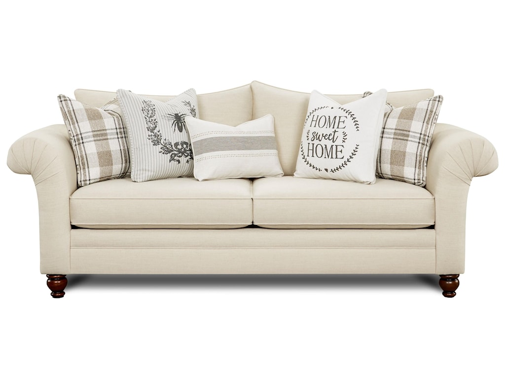 Fusion Furniture 06 00 Farmhouse Style Sofa With Rolled Arms