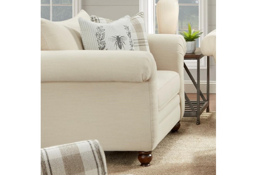 Fusion Furniture 06 00 Farmhouse Style Chair And A Half With Rolled Arms Furniture Superstore Rochester Mn Chair A Half