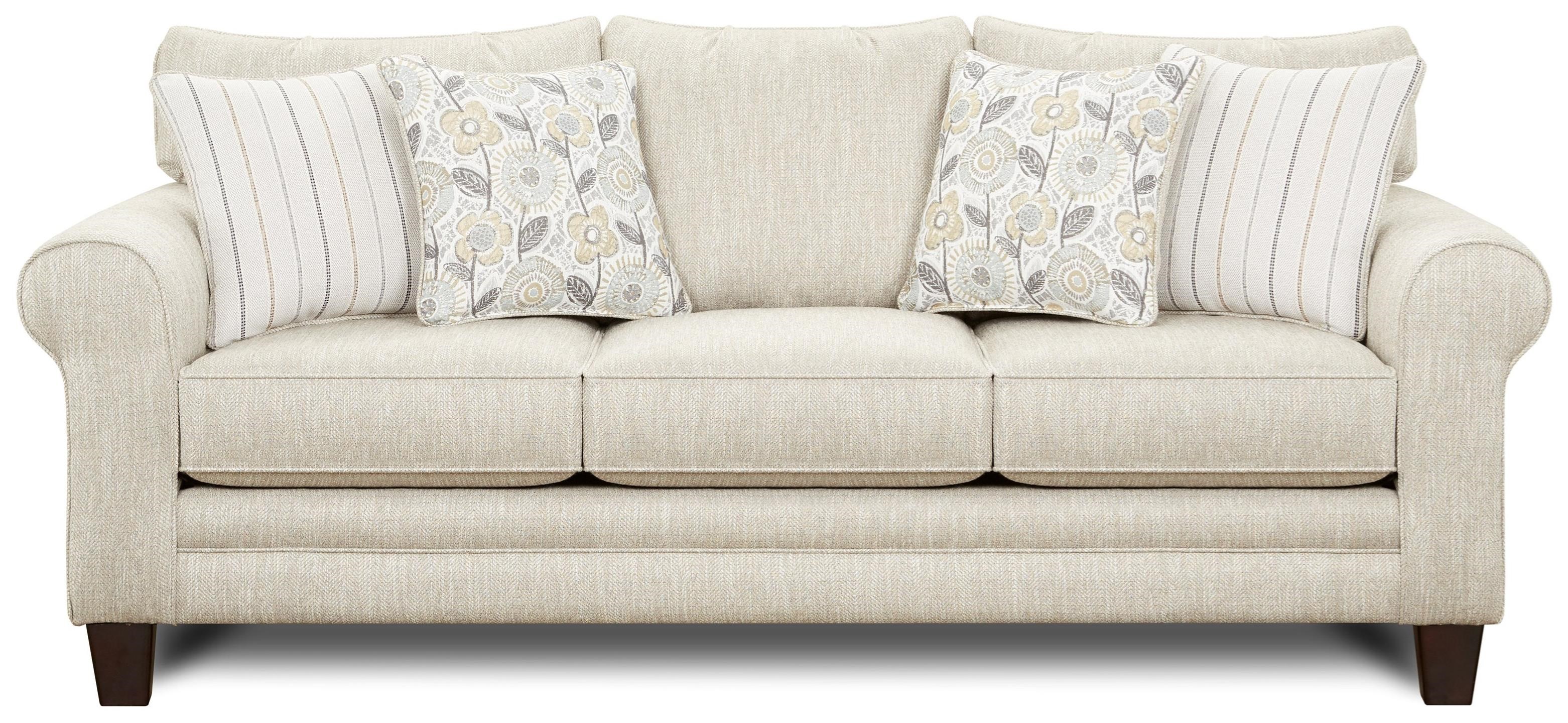 Fusion Furniture 1140 1140vandy Heather Stationary Sofa W Accent Pillows Hudson S Furniture Sofas