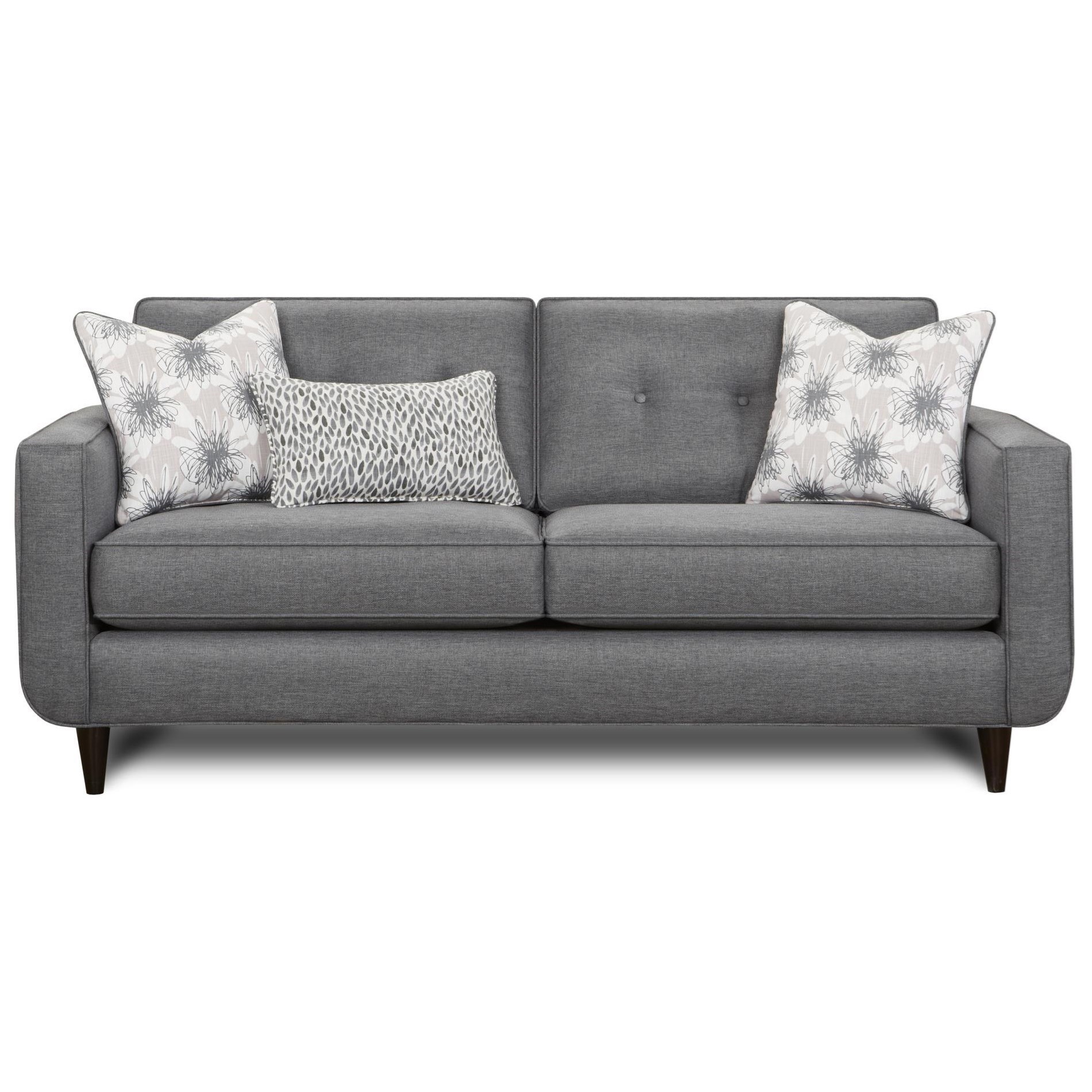 Fusion Furniture 1850 1851quince Coal Mid Century Modern Loveseat