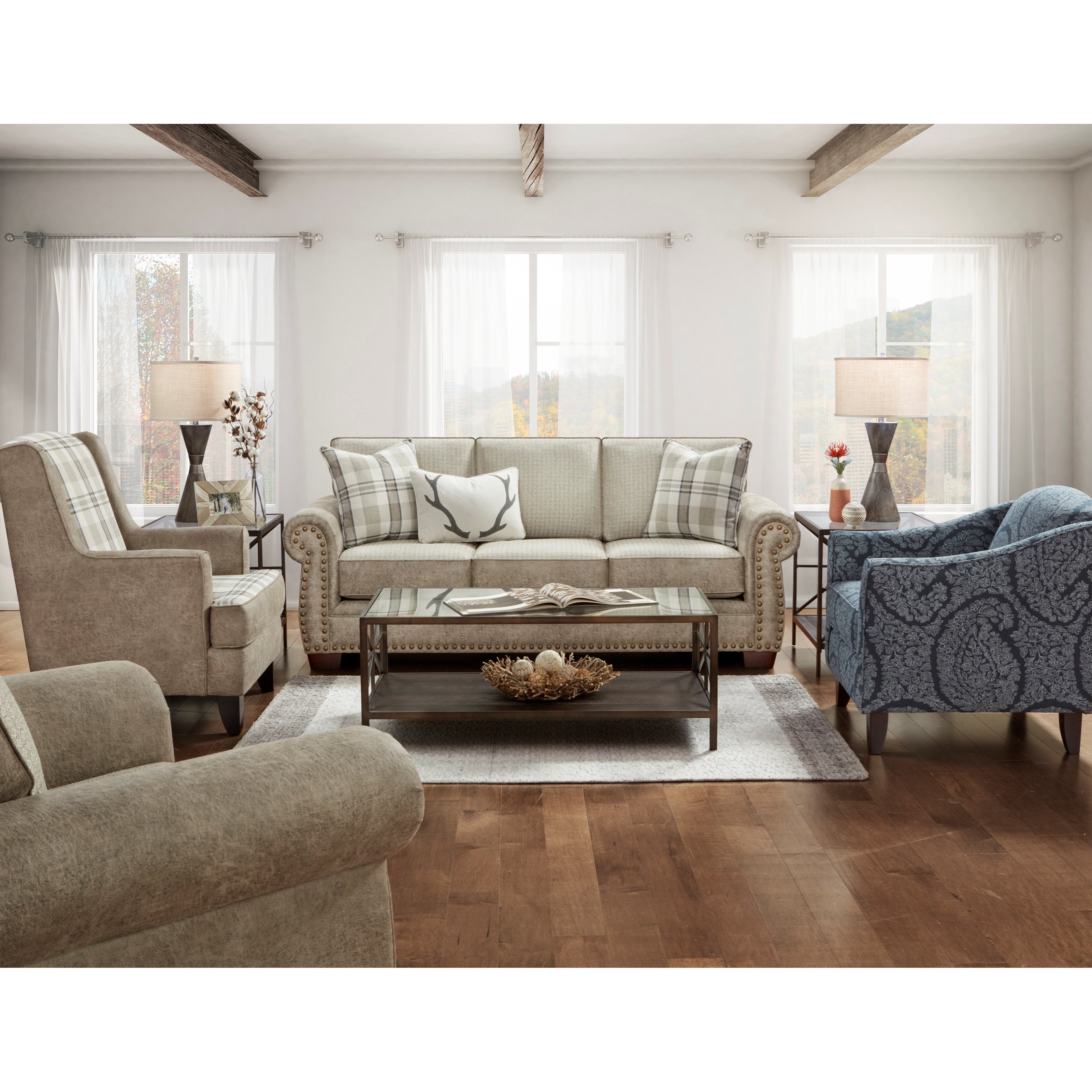 Fn 22 00 Farmhouse Fabric Faux Leather Sofa With Kidney Pillow