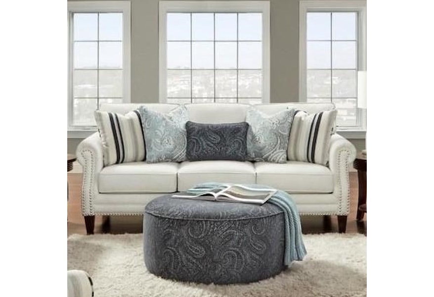 Fusion Furniture 2530 Transitional Sofa With Nailhead Trim Sofa With Nailhead Trim