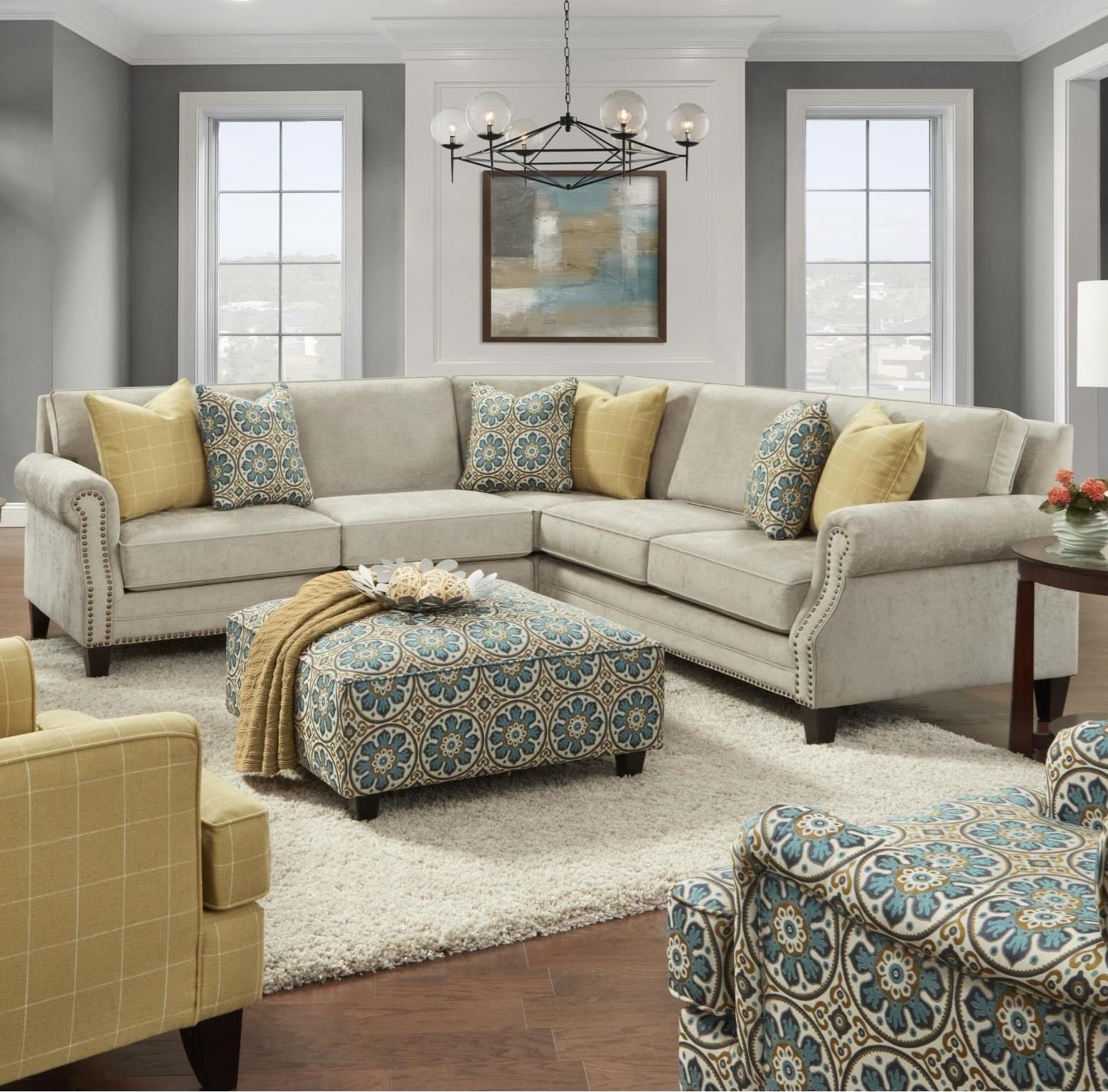 Fusion Furniture 2530 Transitional 4 Seat Sectional Sofa With