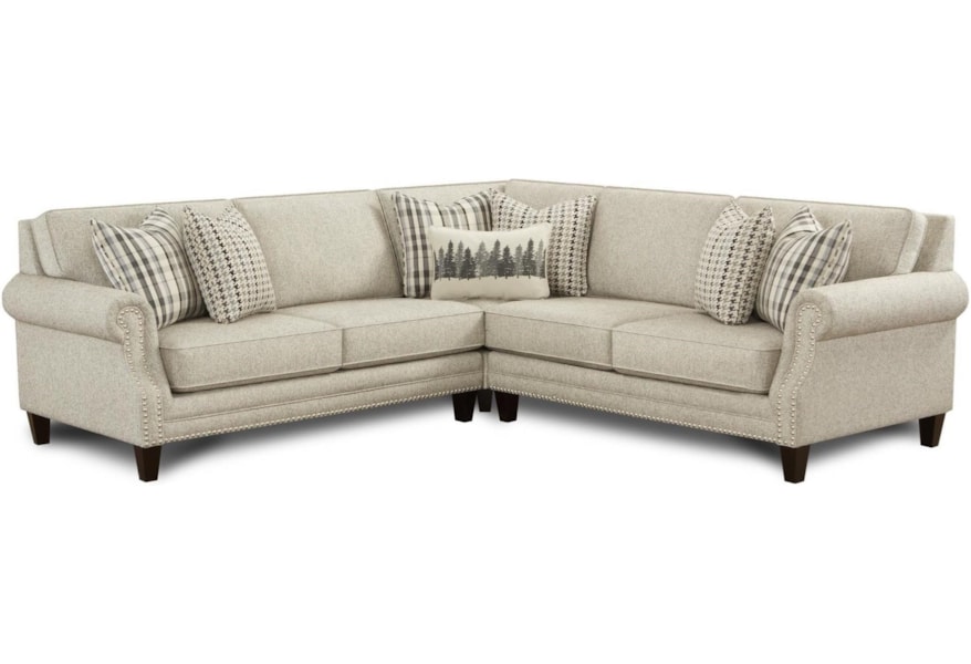 Fusion Furniture 2530 Transitional 4 Seat Sectional Sofa With Nailhead Trim Hudson S Furniture Sectional Sofas