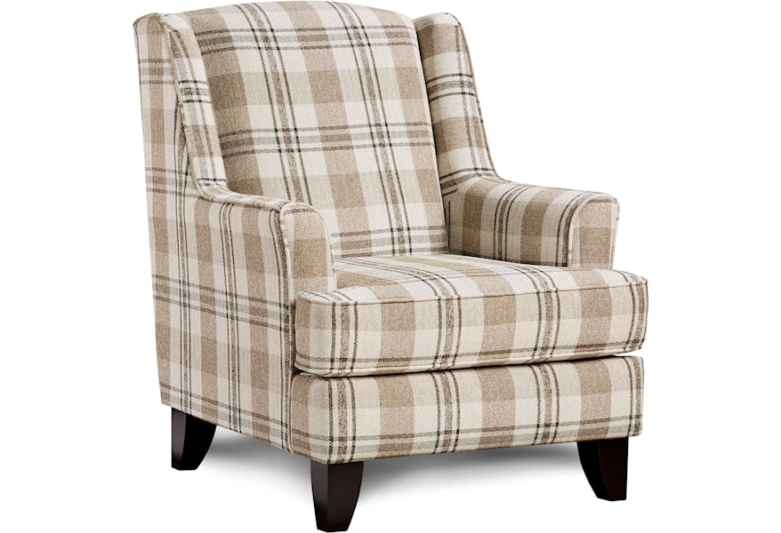 Fusion Furniture 260 Transitional Plaid Wing Back Chair Zak S