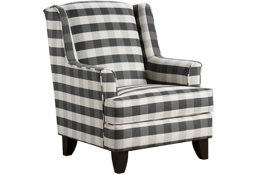 Fusion Furniture 260 260brock Charcoal Transitional Plaid Wing