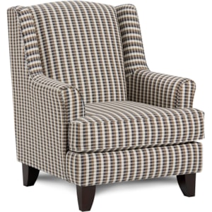 Fusion Furniture 260 260chelsea Indigo Transitional Plaid Wing Back Chair Becker Furniture Wing Chairs