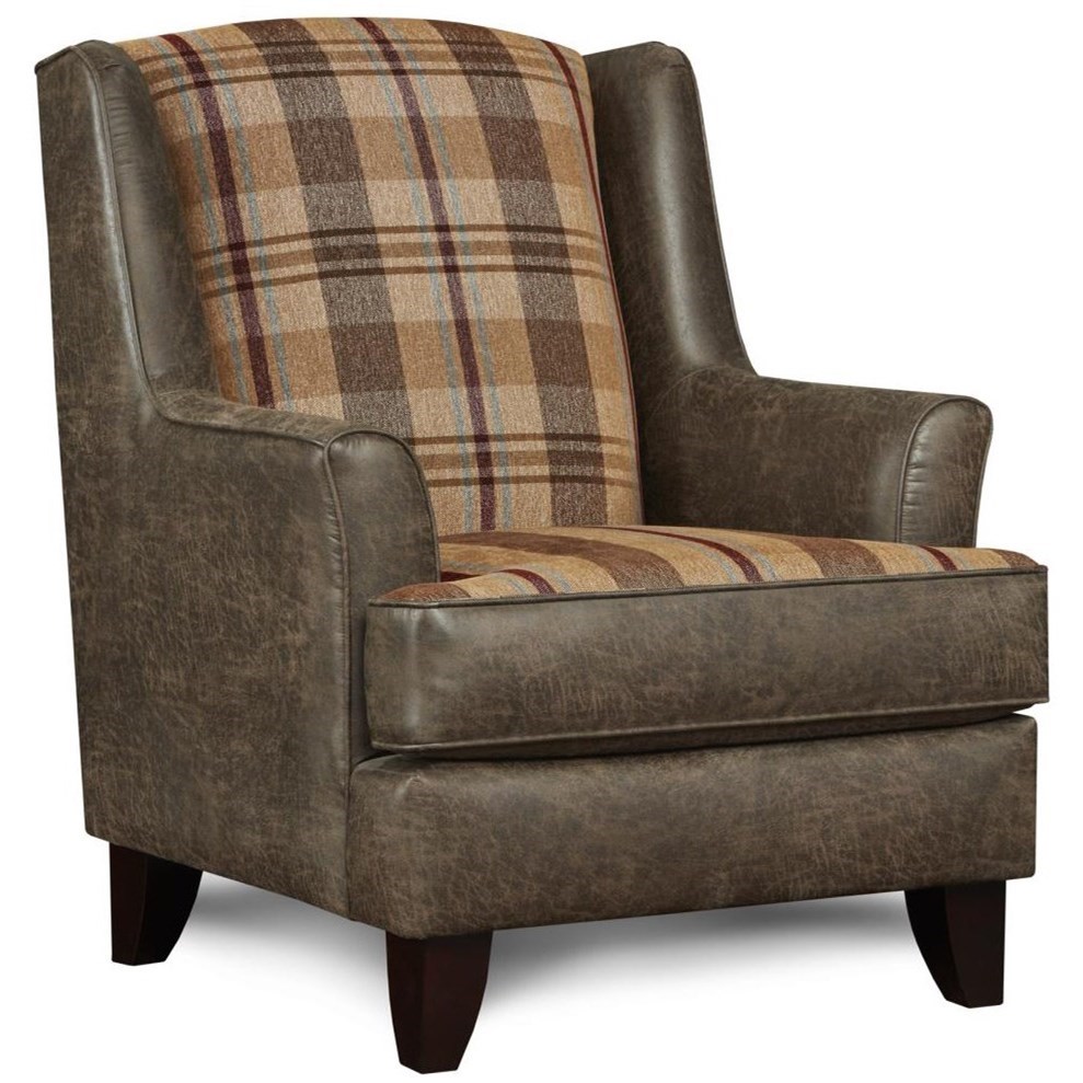 Fusion Furniture 260 Transitional Plaid Wing Back Chair Howell Furniture Wing Chairs